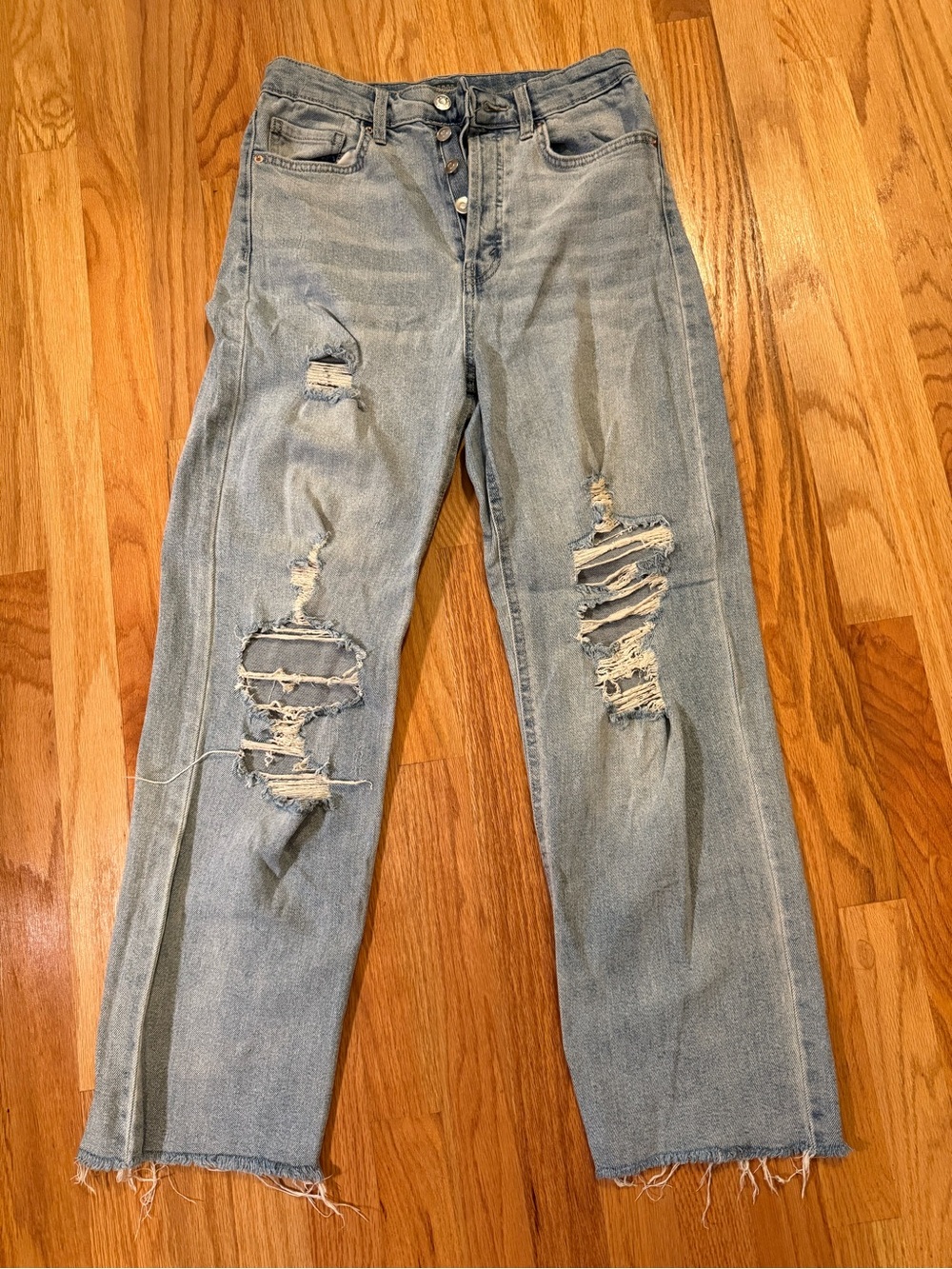 wild fable Light Wash Distressed Wide-Leg Jeans